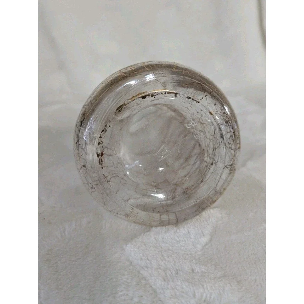 Vtg Hazel Atlas Gold Spaghetti String Drizzle Glass Vinegar Or Oil Cruet Bottle